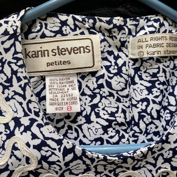 Elegant vintage Karin Stevens Floral Dress petite 8 - Picture 6 of 6